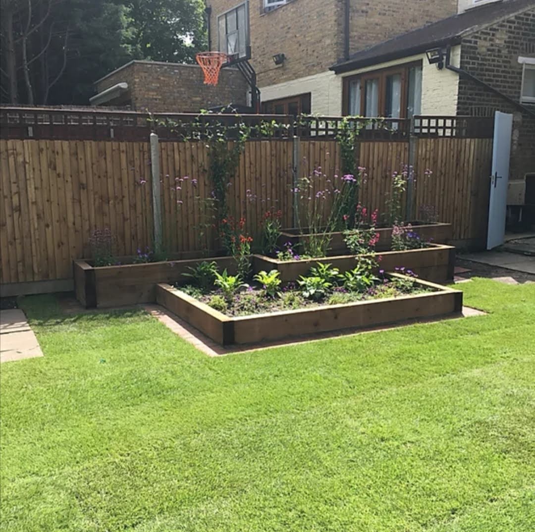 Raised Beds, artificial grass installation